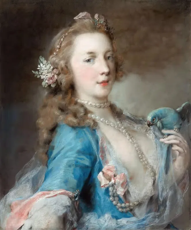 Молодая леди с попугаем by Розальба Каррьера, c. 1730 — digital art print download