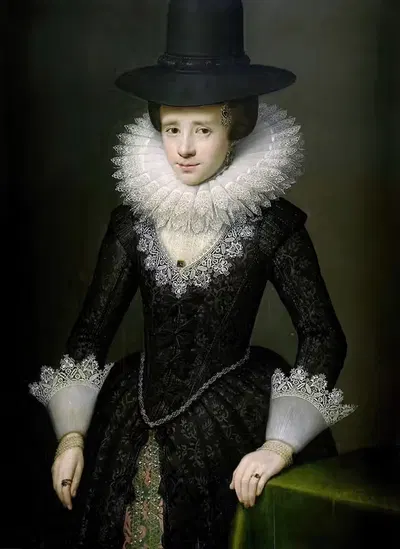 Portrait of Anna Boudaen Courten by Salomon Mesdach, 1619 — digital art print download