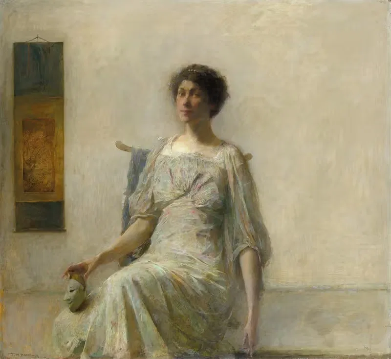 Lady with a Mask by Thomas Wilmer Dewing, 1911 — digital art print download