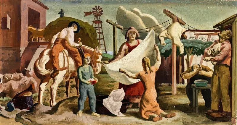 Farm Life (mural study) by Anonymous — digital art print download
