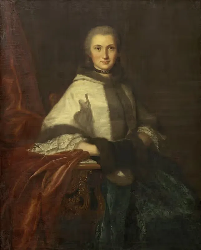 Молодая женщина с муфтой by Аноним, c. 1750 — digital art print download