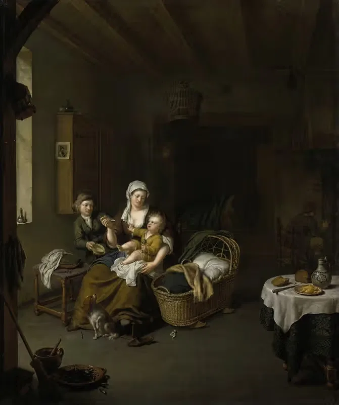 Мать, кормящая своего ребёнка by Виллем Ван Мейрис, 1707 — digital art print download