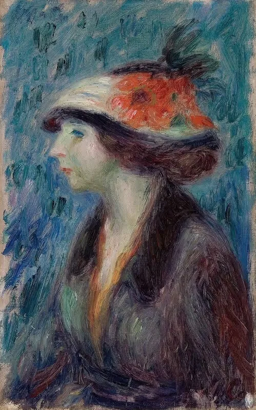 Девушка в цветной шляпе by Уильям Джеймс Глакенс, c. 1913 — digital art print download