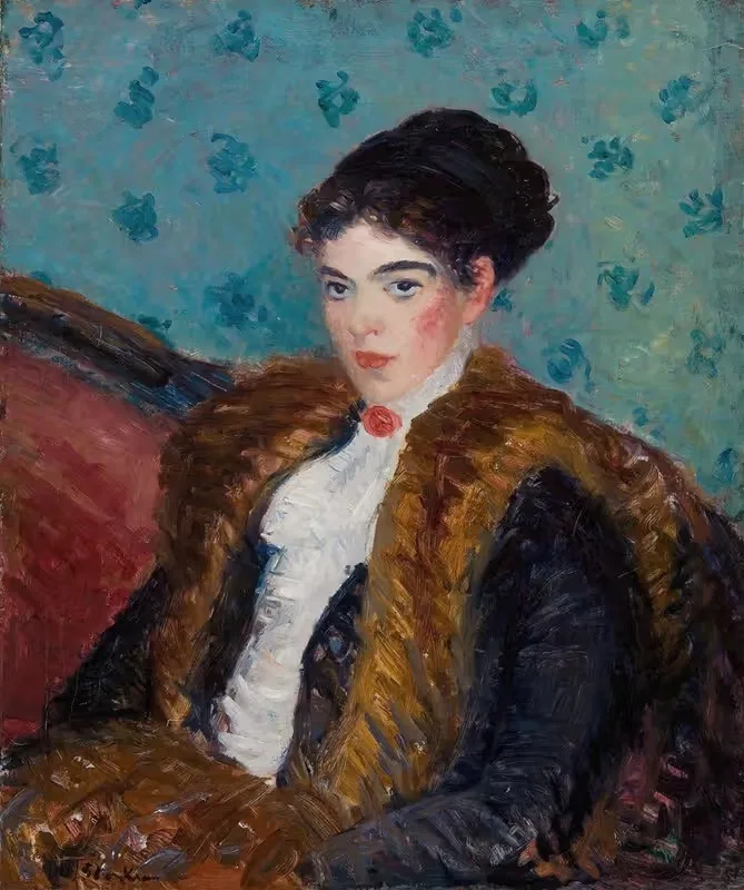 Girl with Fox Furs — William James Glackens