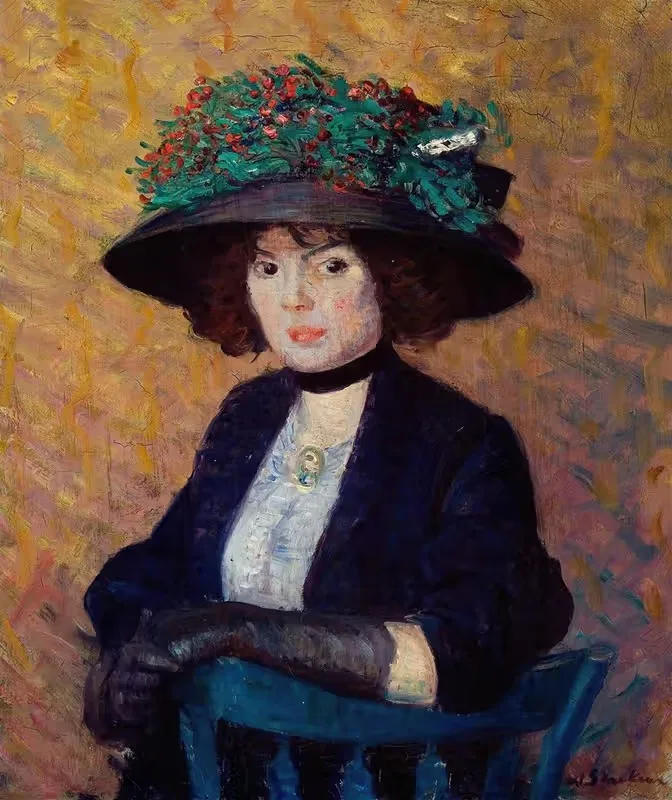 Женщина в зеленой шляпе by Уильям Джеймс Глакенс, c. 1909 — digital art print download