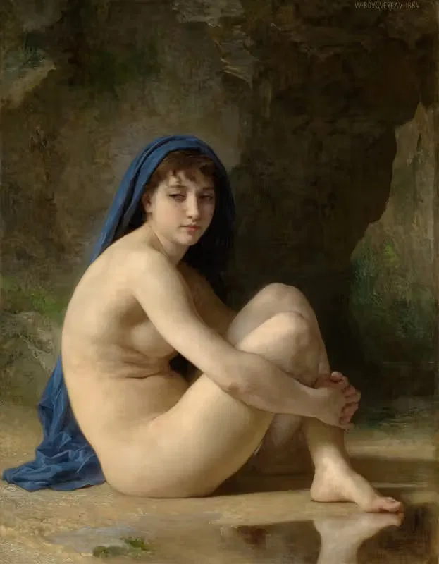 Сидящая обнаженная by Уильям Бугеро, 1884 — digital art print download