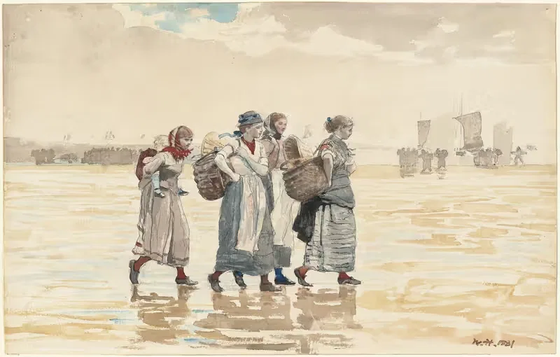 Четыре рыбачки на пляже by Уинслоу Хомер, 1881 — digital art print download