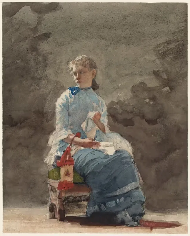 Молодая женщина шьет by Уинслоу Хомер, 1876 — digital art print download