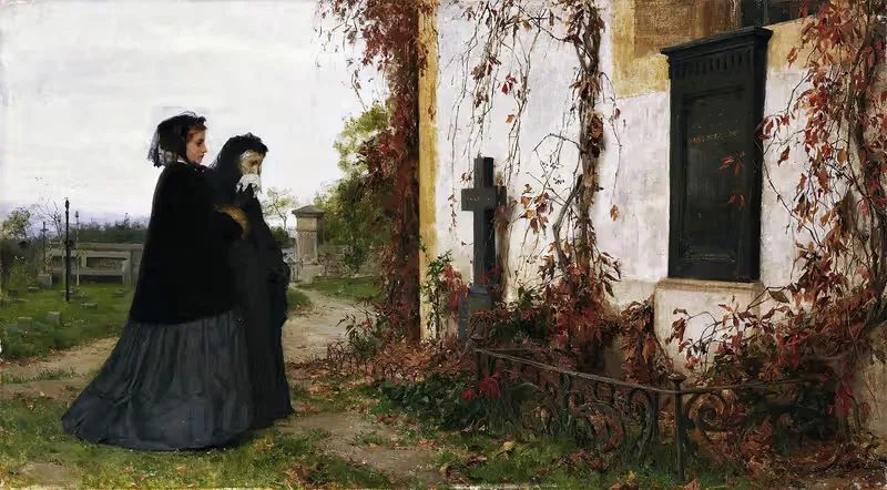 At The Cemetery by Albert Anker, 1872 — digital art print download