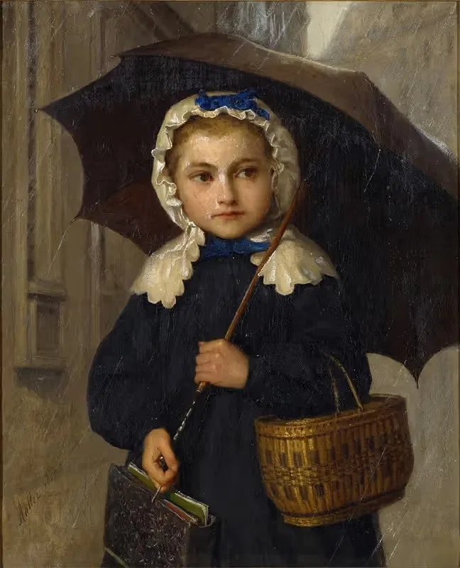 Луиза Анкер с зонтом by Альберт Анкер, 1872 — digital art print download
