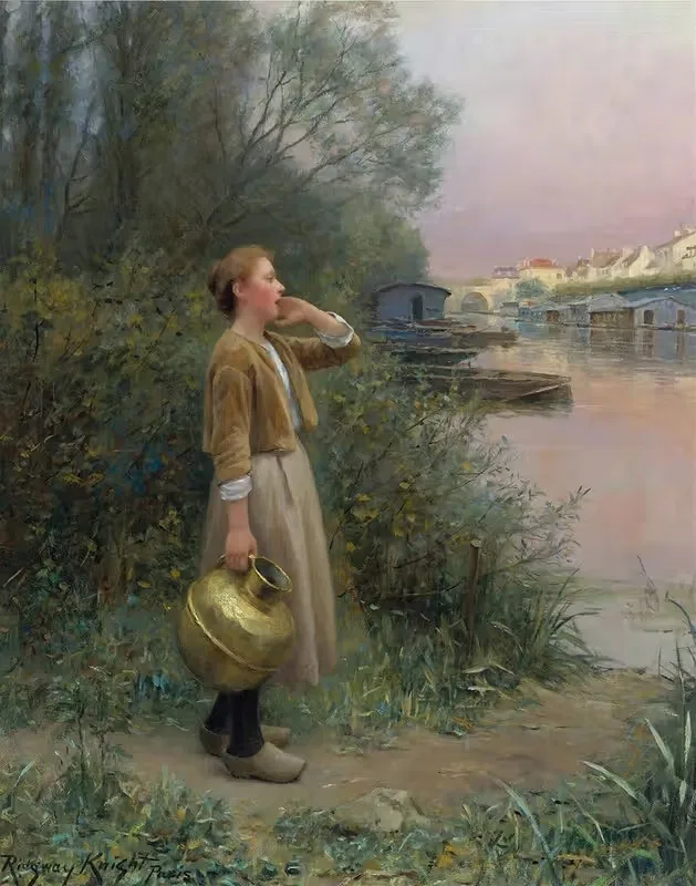 Girl With Water Jug — Daniel Ridgway Knight