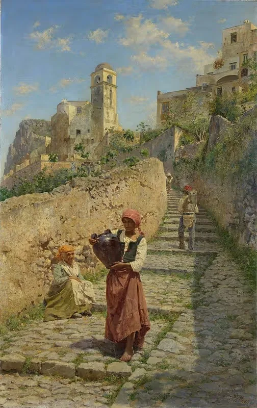Улица на Капри by Э. Аугусто Ловатти, 1884 — digital art print download
