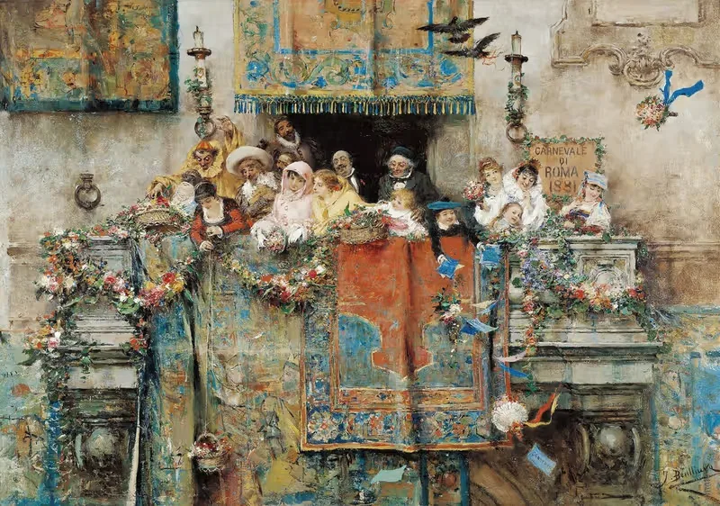 Карнавалы в Риме by Хосе Бенльиур и Гил, 1881 — digital art print download