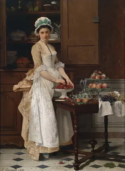Девочка с вишнями by Жозеф Карауд, 1875 — digital art print download