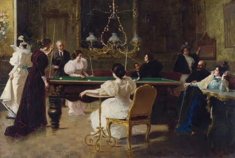 The Billiards Players by Luigi Sorio, 1897 — digital art print download