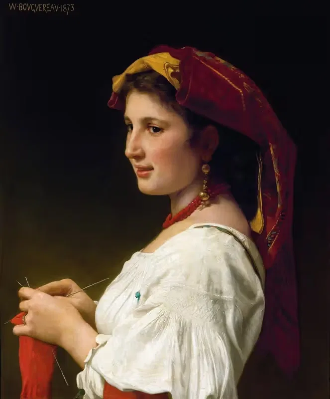 Маленькая вязальщица by Уильям Бугеро, 1881 — digital art print download