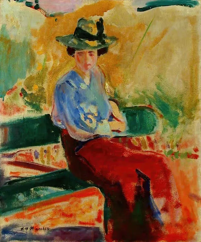 Figure on Bench by Alfred Henry Maurer, c. 1908 — digital art print download