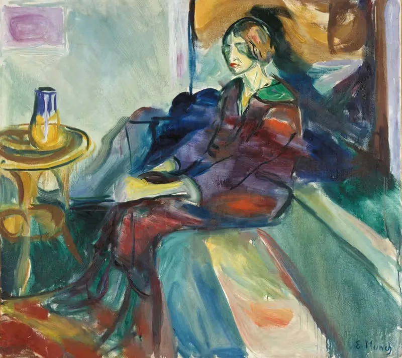 Сидящая модель на диване II by Эдвард Мунк, 1924 — digital art print download
