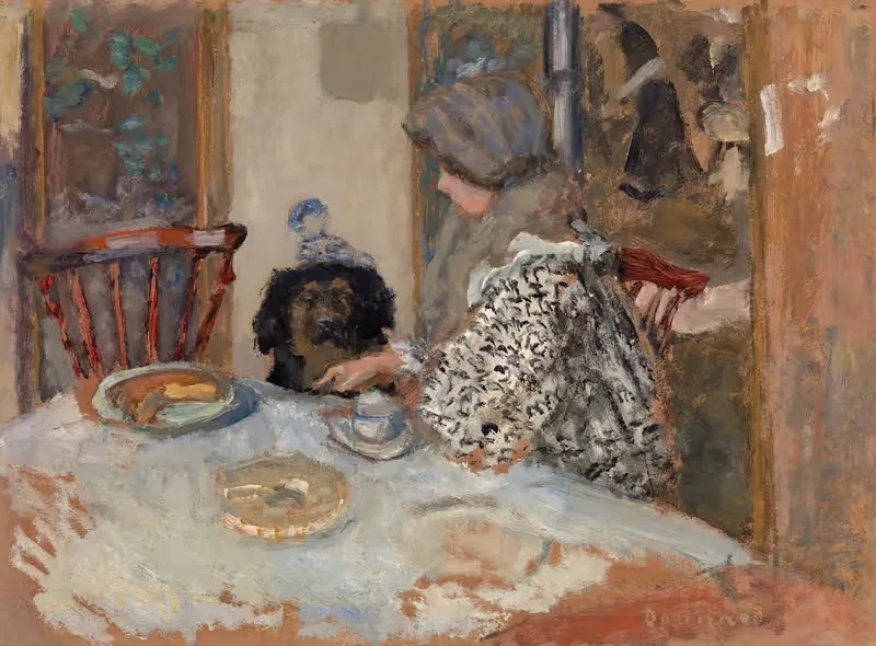 Woman and Dog at Table — Pierre Bonnard