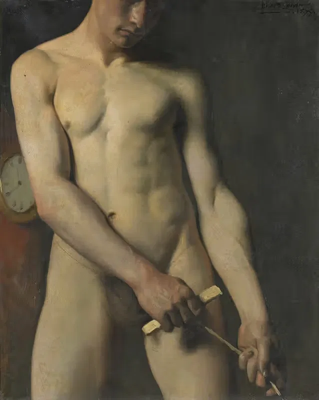Обнаженное изучение мужчины by Паскаль-Адольф-Жан Даньян-Бувере, 1875 — digital art print download