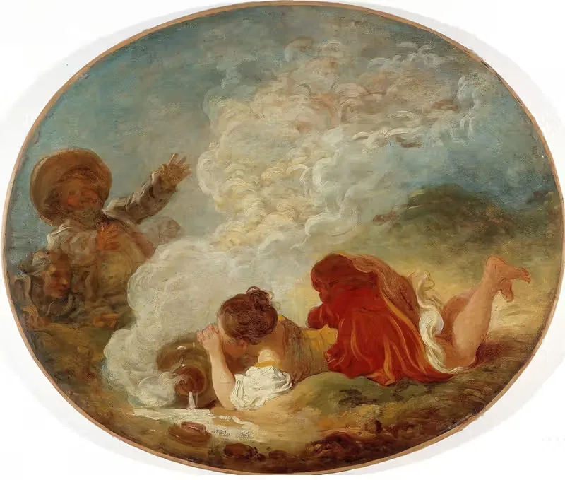 Перетта и молочный горшок by Жан-Оноре Фрагонар, 1770 — digital art print download