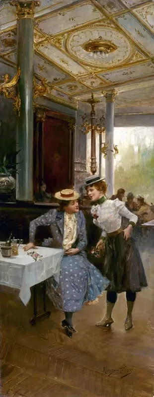 Женщины в кафе by Мариано Алонсо-Перес, 1900 — digital art print download