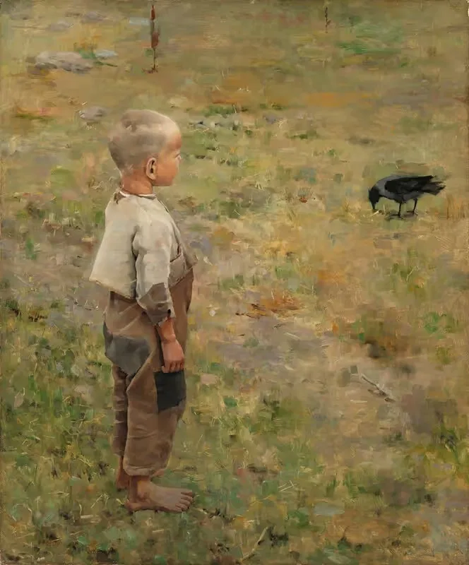 Мальчик с воробьем by Аксели Галлен-Каллела, 1884 — digital art print download