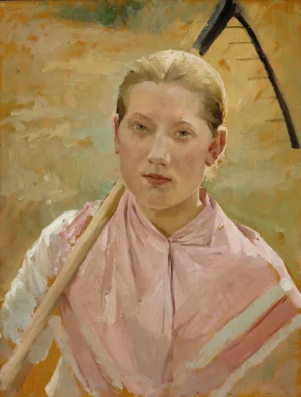 Девушка с граблями, этюд для августа by Альберт Эдельфельт, 1886 — digital art print download