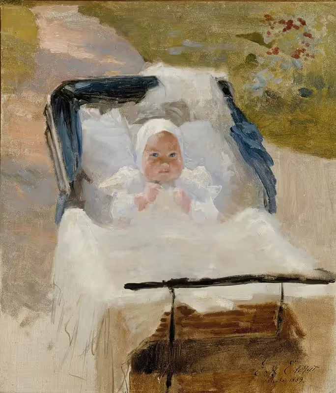 The Artist's Son Erik In A Pram — Albert Edelfelt
