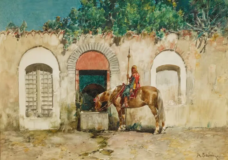 Horseman At A Fountain — Alberto Pasini