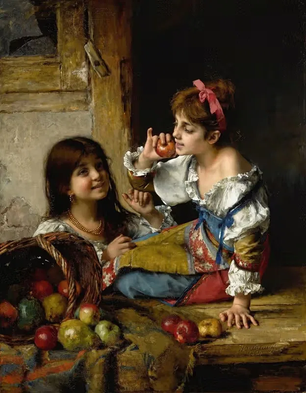 Two Girls With Apples And Pears — Alexei Harlamoff