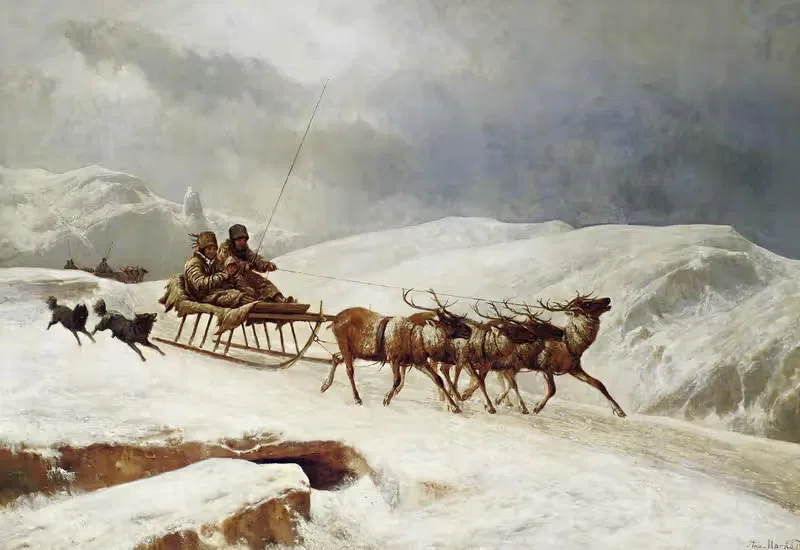 Быстрая поездка на оленях by Андраш Марко, 1882 — digital art print download