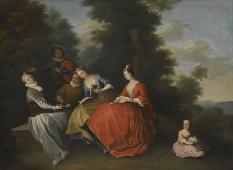 An Elegant Company Seated Outdoors Making Music — Circle Of Bonaventure De Bar