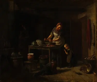 Kitchen Interior by David Monies, 1861 — digital art print download