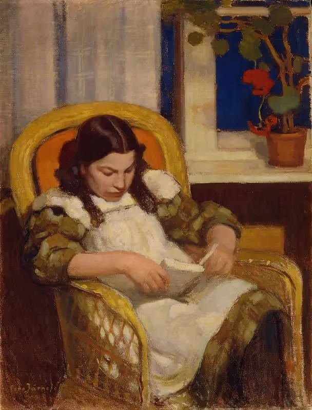 Девочка, читающая by Ээро Ярнефельт, 1909 — digital art print download