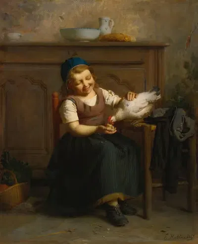 Birds Of A Feather by Emile-Auguste Hublin, 1867 — digital art print download