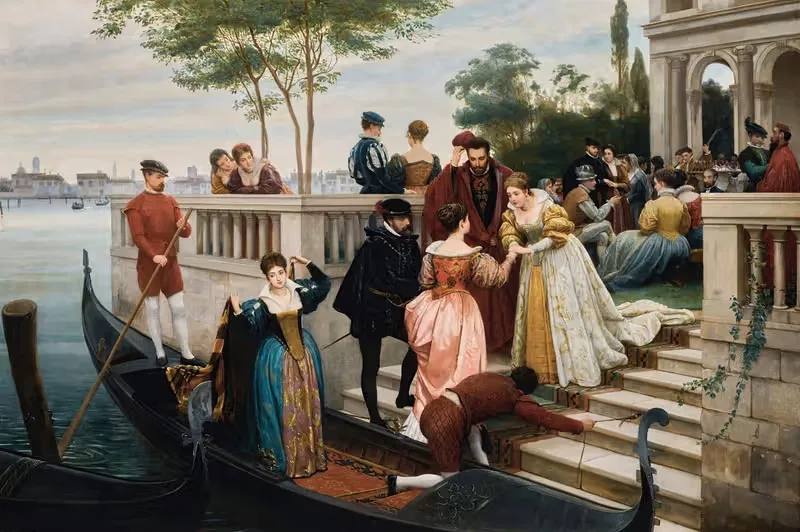 Прибытие на бал, Мурано by Эугени фон Блаас, 1870 — digital art print download