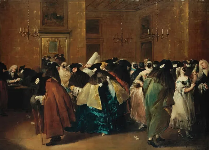 The Ridotto In Venice With Masked Figures Conversing — Francesco Guardi