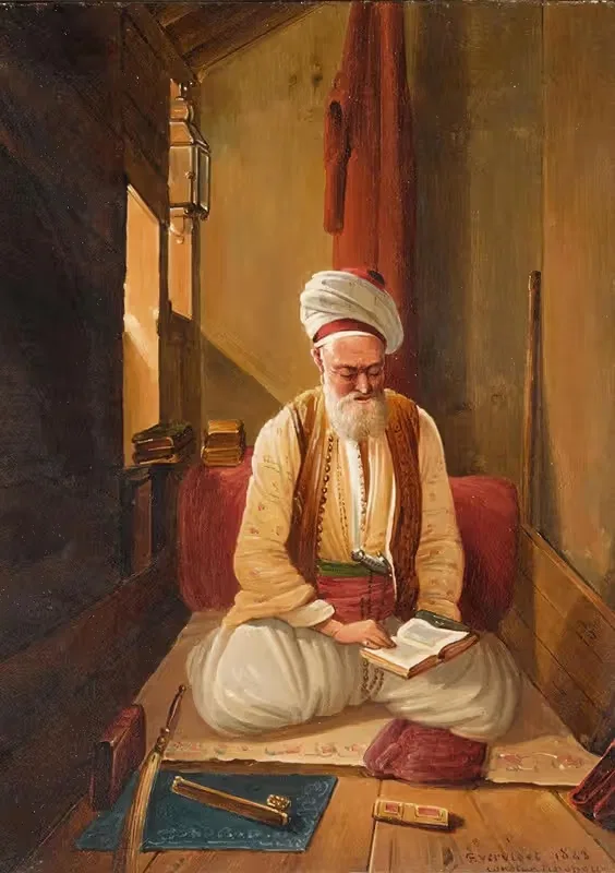 An Interior With A Turkish Gentleman In Prayer — Frans Vervloet