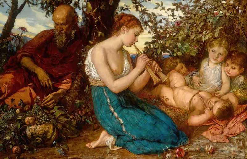 Girl playing The Greek Double Pipe — Franz Seraph Russ
