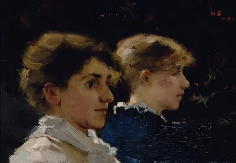 Два профиля (Марианна Прайндлсбергер спереди) by Хелена Шьерфбек, 1881 — digital art print download