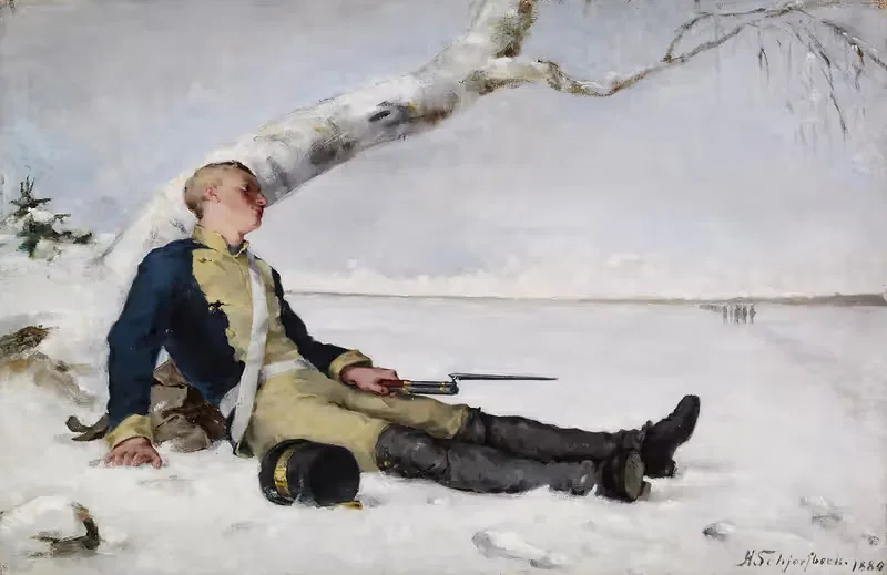 Раненый воин в снегу by Хелена Шьерфбек, 1880 — digital art print download