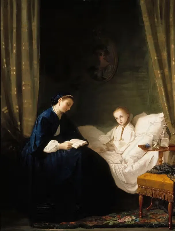Mother Reading To Her Sick Child — Ida Silfverberg