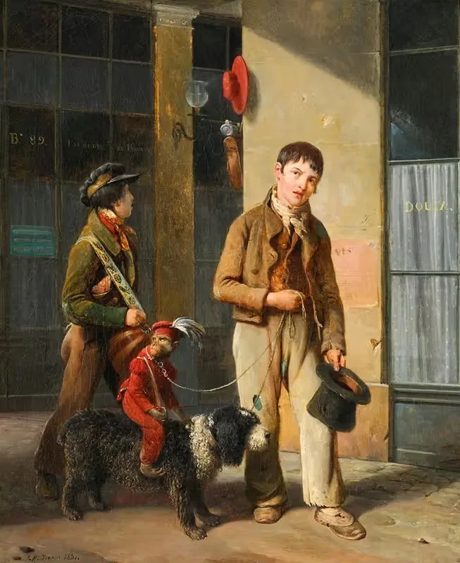 Два савойца с обезьяной и собакой by Луи Жозеф Туссен Россиньон, 1831 — digital art print download