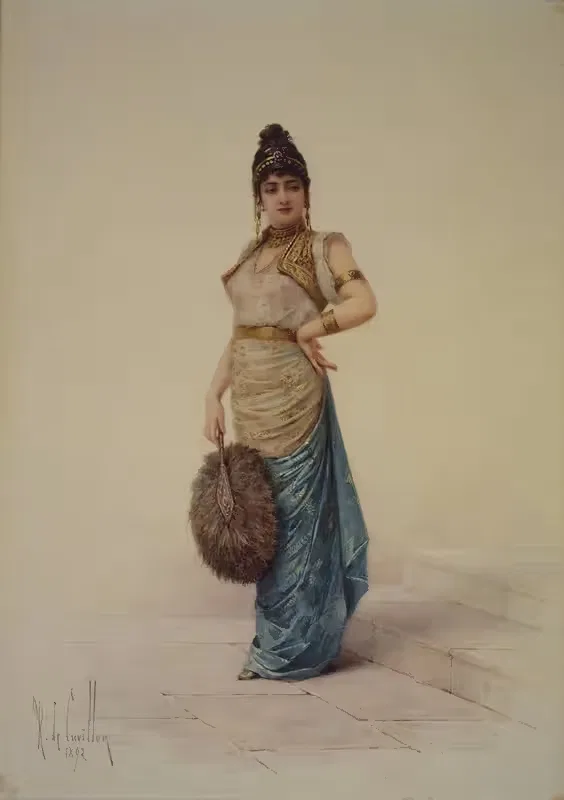 Harem Woman With Ostrich Fan — Louis-Robert De Cuvillon