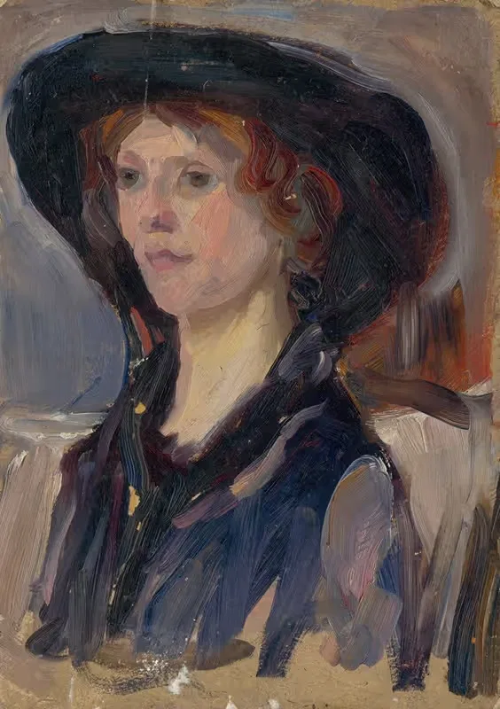 Head Study Of A Girl In A Hat — Ľudovít Pitthordt