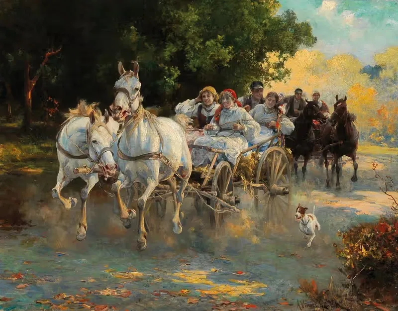 Крестьянская свадьба by Альфред фон Вирус-Ковальский — digital art print download