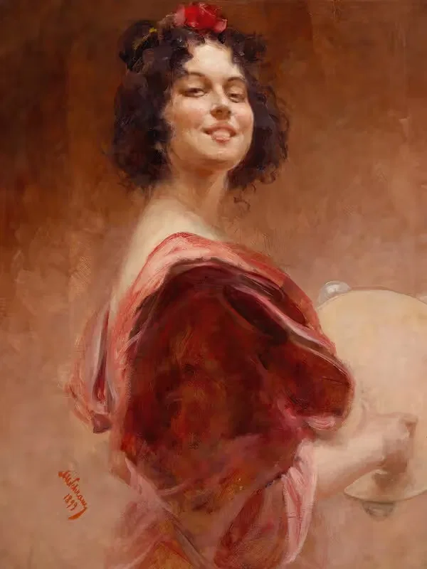 Zigeunerin mit Tambourin — Alois Hans Schram