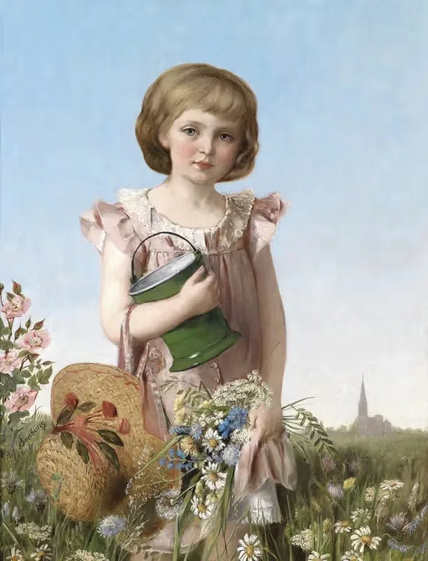 Маленькая садовница by Антуан Бубонг, 1886 — digital art print download
