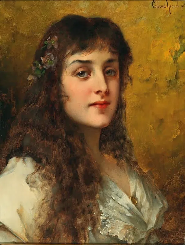 Bildnis einer Dame mit Schneerosen im Haar — Conrad Kiesel
